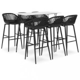 Set mobilier de bar, 7 piese, alb si negru GartenMobel Dekor, vidaXL