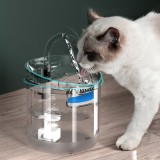 Fantana de apa pentru pisici, capacitate mare, 16.5x15.5cm, set cu filtre, cu gradatie, transparent
