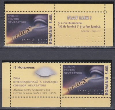 ROMANIA 2007 LP 1789 a SPRIJIN PENTRU NEVAZATORI 2 SERII+2 VINIETE DIFERITE MNH foto