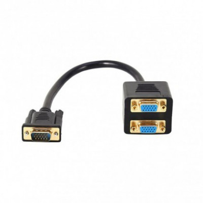 Adaptor Video DeTech 18181 VGA (tata) la 2 x VGA (mama) Negru foto