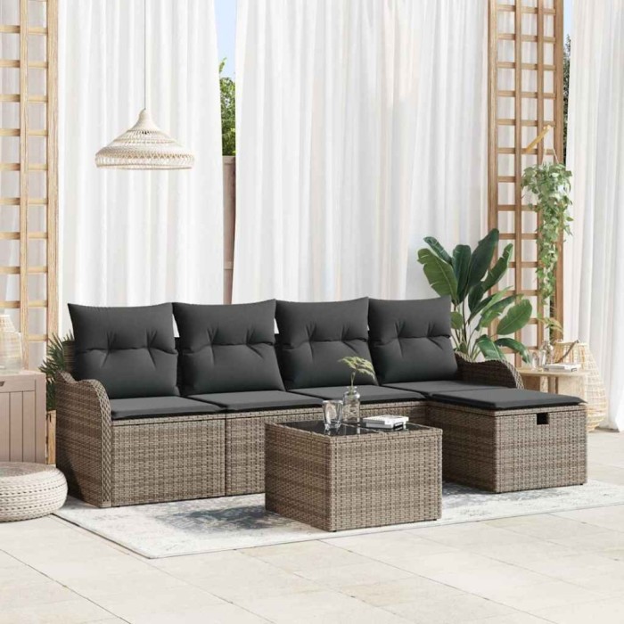 vidaXL Set de canapele pentru grădină 6 pcs Gri 231 x 117 x 85 cm 3358968