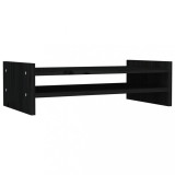 Suport pentru monitor, negru, 50x27x15 cm, lemn masiv de pin