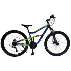 Bicicleta Full suspension DHS Flash - 26 Inch, Albastru-Verde Ultimate FactoryBikes