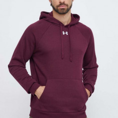 Under Armour bluza barbati, culoarea bordo, cu glugă, neted