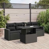 Gossi set mobilier de gradina cu perne, 5 piese, negru, poliratan