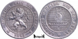 1863, 5 Centimes - Leopold I - Regatul Belgiei