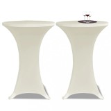 Husă de masă cu picior &Oslash;70 cm, 2 buc., crem, elastic