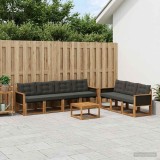 Cumpara ieftin Set de canapele de exterior 8 buc. 7-Locuri Natural si Negru