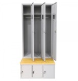 Vestiar metalic Premium Asamblat 3+3 compartimente (3 usi imbracaminte + 3 usi incaltaminte) BANCUTA, 900x800x2156 mm (LxlxH)