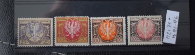 TS23 - Timbre serie Polonia - 1921 Mi171-174 * nestampilat foto