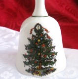 CLOPOT CLOPOTEL PORTELAN DECOR DE IARNA CU BRAD DE CRACIUN 13 CM