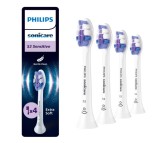 Rezerve PHILIPS Sonicare Sensitive HX6054 87, Pachet de 4 capete de periere, Standard, Click-on, Sincronizarea modurilor BrushSync, Alb, L x A x I (mm
