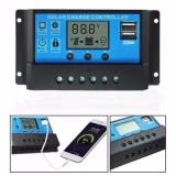 Cumpara ieftin Regulator Solar PWM 20A, 12V/24V, 2xUSB, Ecran LCD, Controler Incarcare Baterii VRLA, AGM, GEL, Protectie Scurtcircuit, Negru