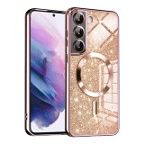 Husa premium Samsung Galaxy S22 5G Techsuit Luxury Glitter MagSafe, roz auriu