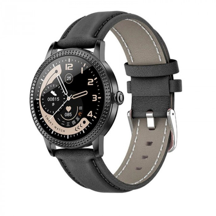 Bratara Smartwatch Techstar&reg; CF18 Eleganta, cu Waterproof P68 si Multiple Functii Fitness, Compatibil iOS &amp; Android, Negru