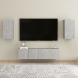 VidaXL Set dulapuri TV, 4 piese, gri beton, lemn prelucrat