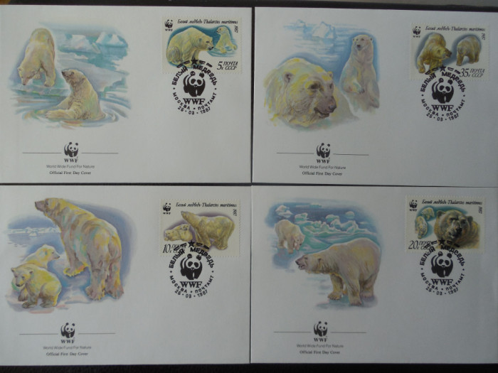 URSS-WWF,FDC ursi polari-set complet