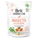 Brit Care Crunchy Cracker, Insecte și Somon cu Cimbru, recompense fară cereale c&acirc;ini, 200g