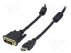 Cablu DVI - HDMI, DVI-D (24+1) mufa, HDMI mufa, 1.8m, negru, AKYGA - AK-AV-11 foto