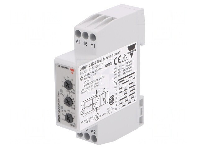 Timer SPDT 0,1s-100h Ualim 24-240VAC IP20 DMB51CM24