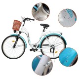 Cumpara ieftin Bicicleta dama, roti 28 inch, 7 viteze Shimano, V-Brake, cos cumparaturi, portbagaj, alb turcoaz, RESIGILAT, ProCart