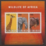 LIBERIA FAUNA AFRICANA ( bloc dantelat ) MNH