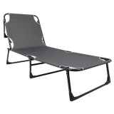 Sezlong pliabil 5Five Beach Chair cu cadru metalic si texaline, gri