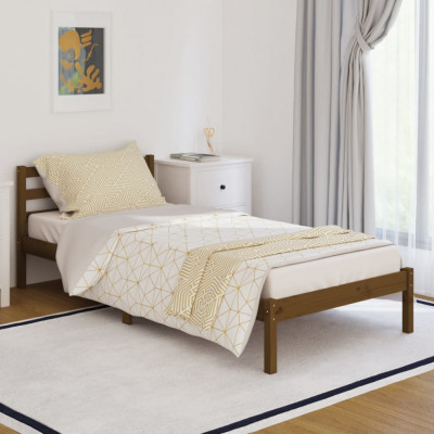 vidaXL Cadru de pat, maro miere, 90x200 cm, lemn masiv de pin foto