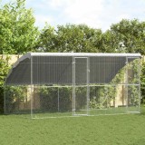 vidaXL Cușcă pentru pui Argintiu 400 x 200 x 198.5 cm Oțel galvanizat