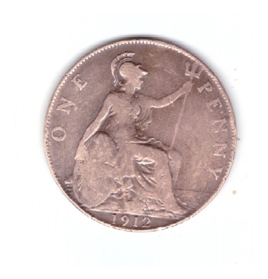 Moneda Marea Britanie 1 penny 1912, stare relativ buna, curata foto