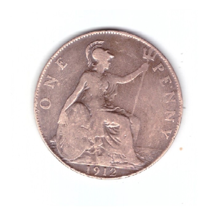 Moneda Marea Britanie 1 penny 1912, stare relativ buna, curata