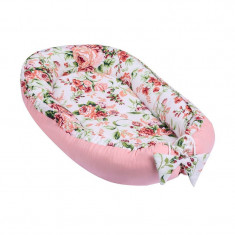 Baby Nest multifunctional din bumbac Pink Flowers foto