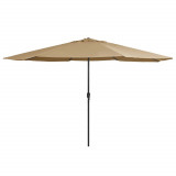 VidaXL Umbrelă de soare de exterior, st&acirc;lp metalic, gri taupe, 400 cm