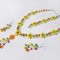 Reducere Set floral margele galben, portocaliu, colier, cercei, unicat