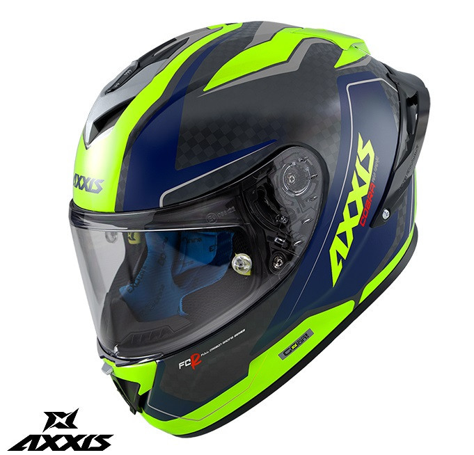 Casca integrala pentru scuter - motocicleta Axxis model Cobra Rage A3 galben fluor lucios carbon &ndash; 100% carbon XXL (63/64cm)