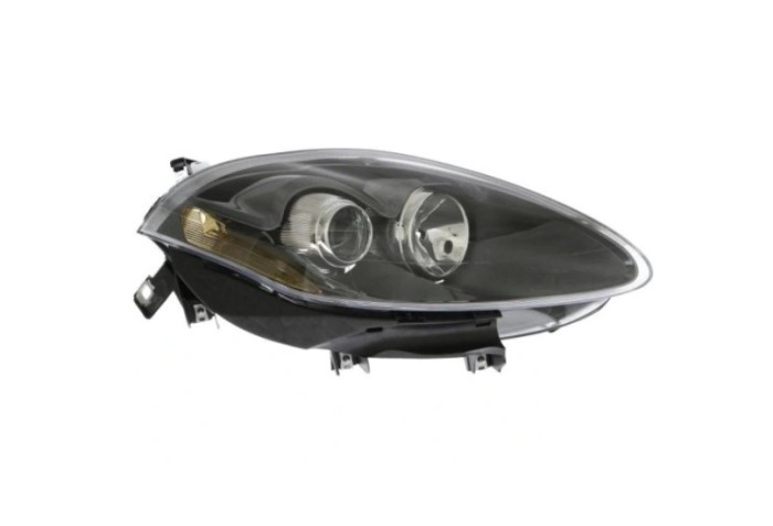 Far Fiat Bravo (198), 02.2007-2014, montare fata, dreapta, H1+H1+PY24W+W5W; electric; reflector negru; cu motor; halogen, DEPO