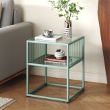 Masa laterala Tronevn cu blat din sticla 50x40x40 cm, verde menta