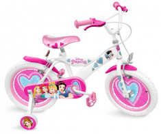 Bicicleta pentru fetite 16&amp;amp;quot; cu roti ajutatoare, ghidon si scaun ajustabil Disney Princess foto