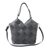 Geanta Dama Piele Naturala Gri, Umar/Crossover, 32x42x29cm, Italia