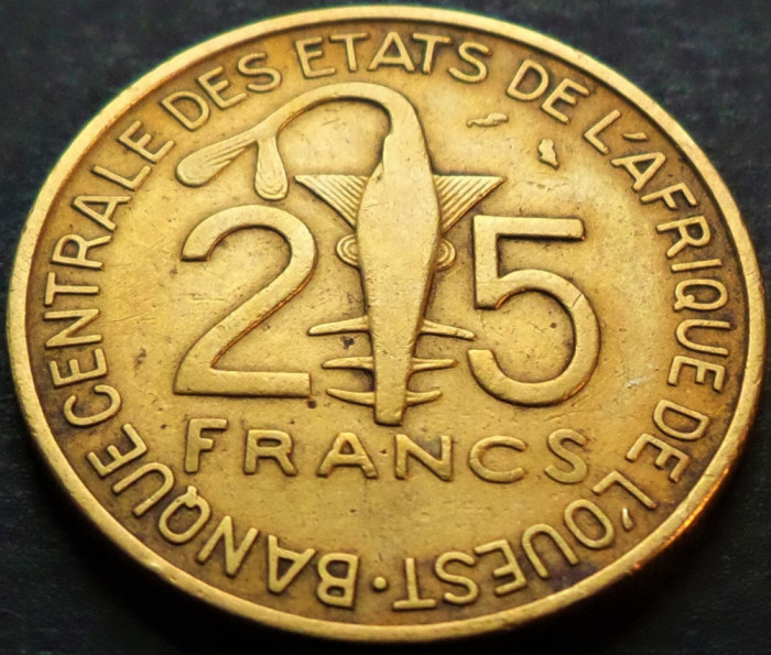 Moneda exotica 25 FRANCI - AFRICA de VEST, anul 1970 *cod 4514