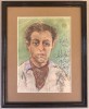 Tablou pictor roman 1962 Portretul Fratelui pictura pastel inramat 26x32cm, Portrete, Realism
