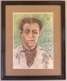 Tablou pictor roman 1962 Portretul Fratelui pictura pastel inramat 26x32cm, Portrete, Realism