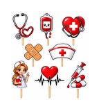 Set 8 Toppere pentru Tort Model Asistenta Medicala, Decor Aniversare 5-10 cm