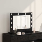 VidaXL Oglindă de toaletă cu lumini LED Stejar negru 60x45x18 cm