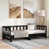 VidaXL Pat de zi cu extensie, negru, 90x200 cm, lemn masiv de pin 836158