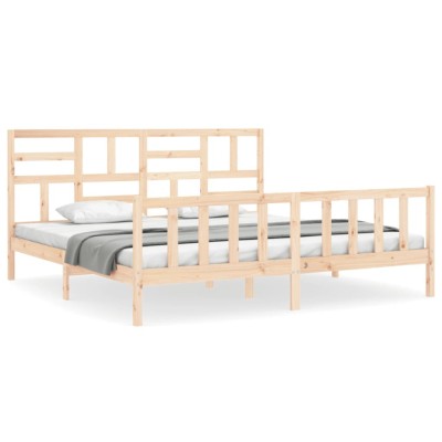 Cadru de pat cu tablie Super King Size, lemn masiv foto