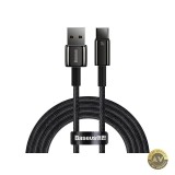 Cablu Date si Incarcare USB-A - USB-C Baseus Tungsten Gold 100W 2m Negru CAWJ000101
