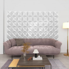 vidaXL Panouri de perete 3D 48 buc. alb 50x50 cm model origami 12 m²