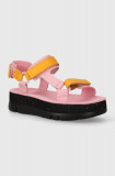 Camper sandale de piele Oruga Up femei, culoarea roz, cu platforma, K201037.033