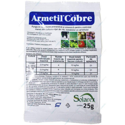 Armetil Cobre 25 gr fungicid sistemic si de contact Solarex (vita de vie, cartof, tomate) foto